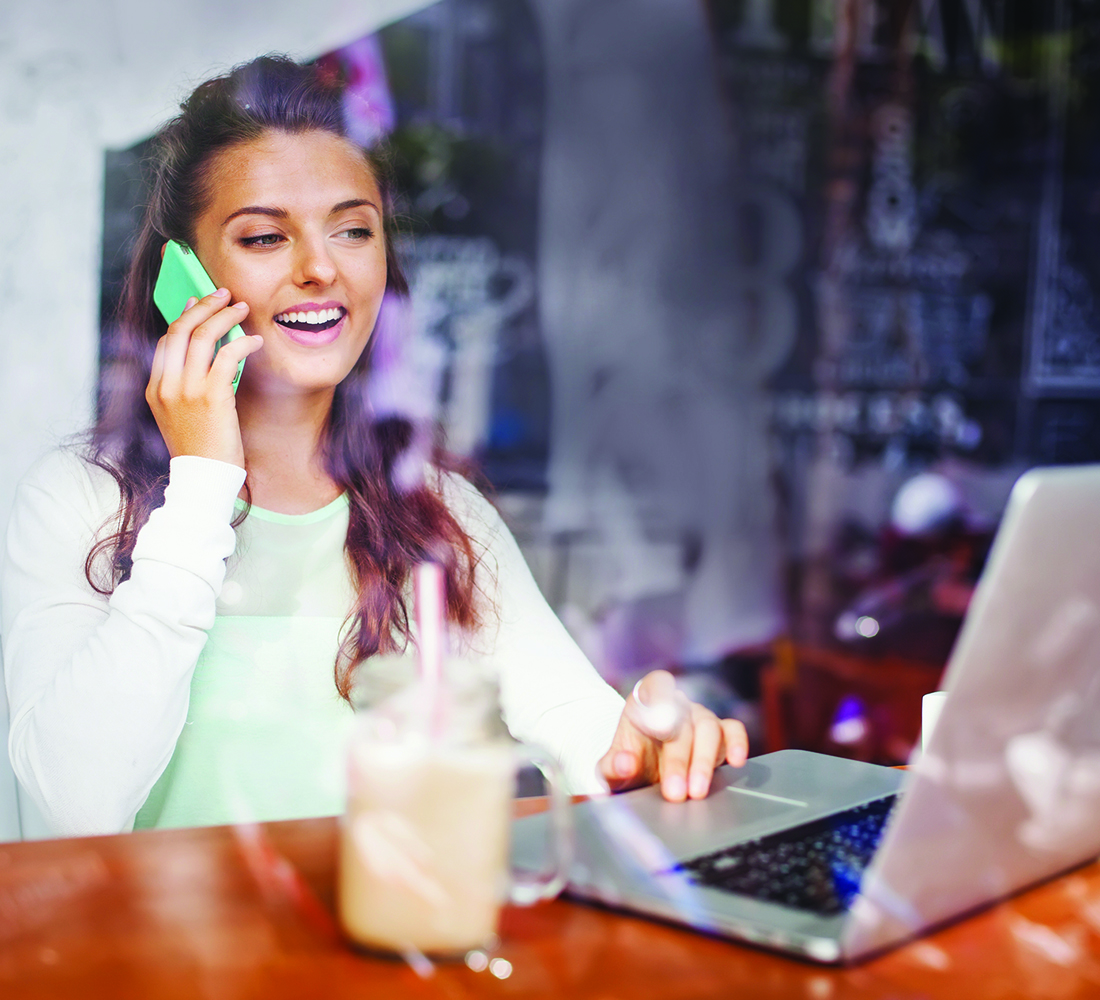 woman checking account on laptop