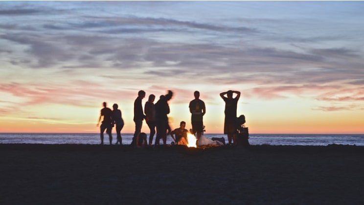 silhouetted group of people