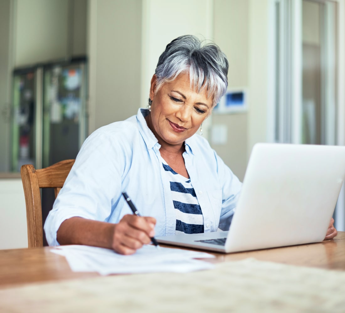 older woman at computer