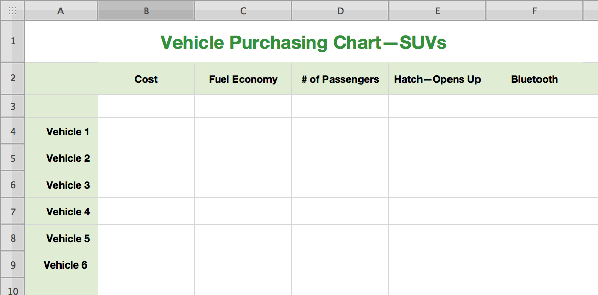 screenshot of spreadsheet